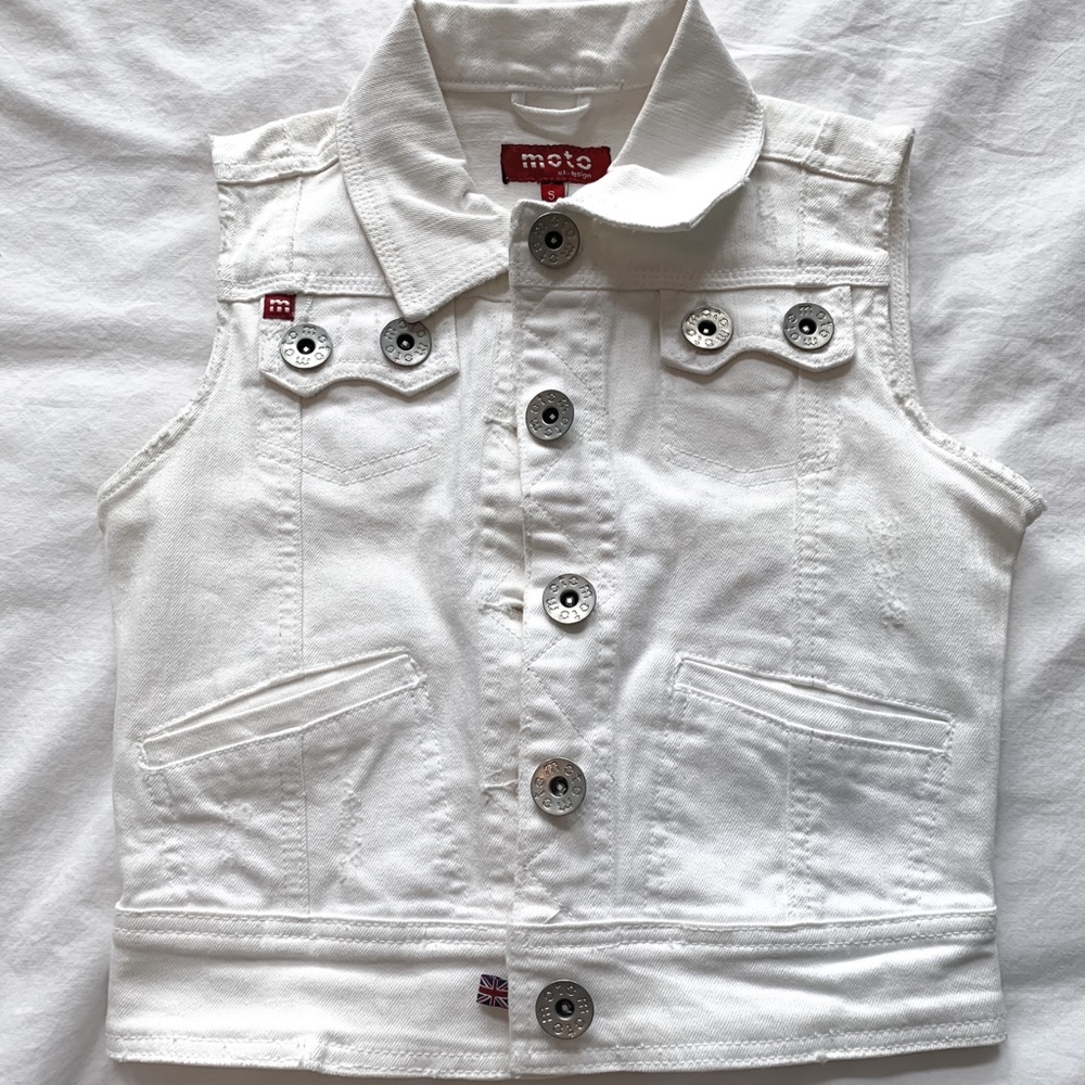 White Denim Moto Jacket